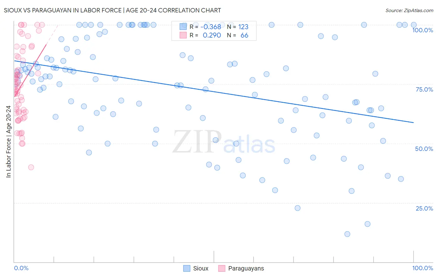 Sioux vs Paraguayan In Labor Force | Age 20-24