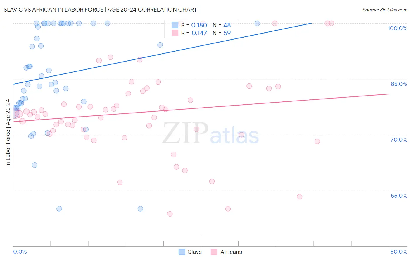 Slavic vs African In Labor Force | Age 20-24