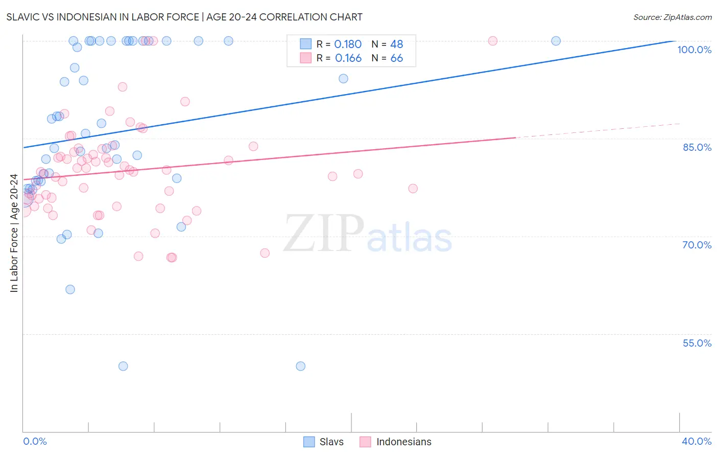 Slavic vs Indonesian In Labor Force | Age 20-24