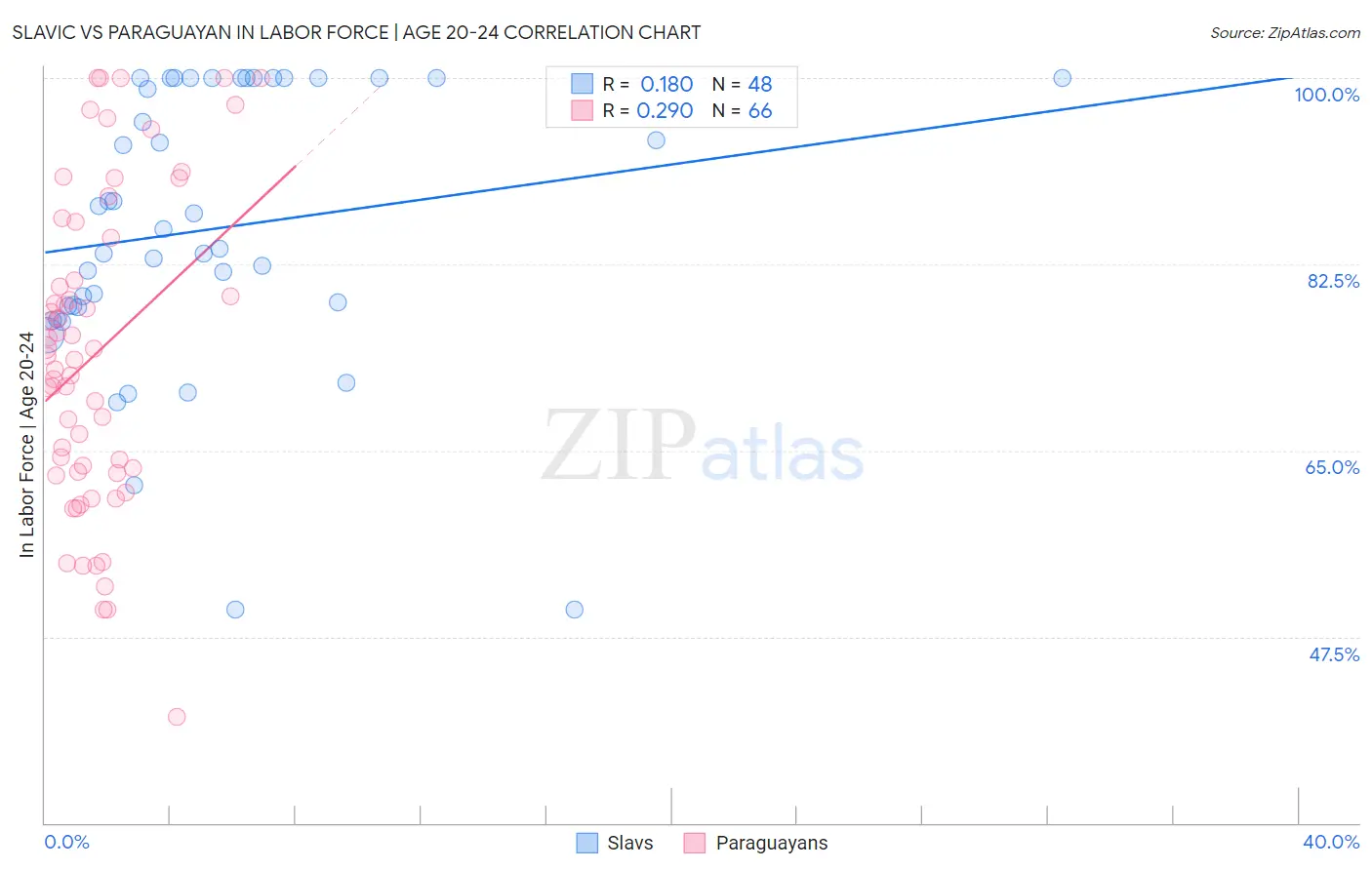 Slavic vs Paraguayan In Labor Force | Age 20-24