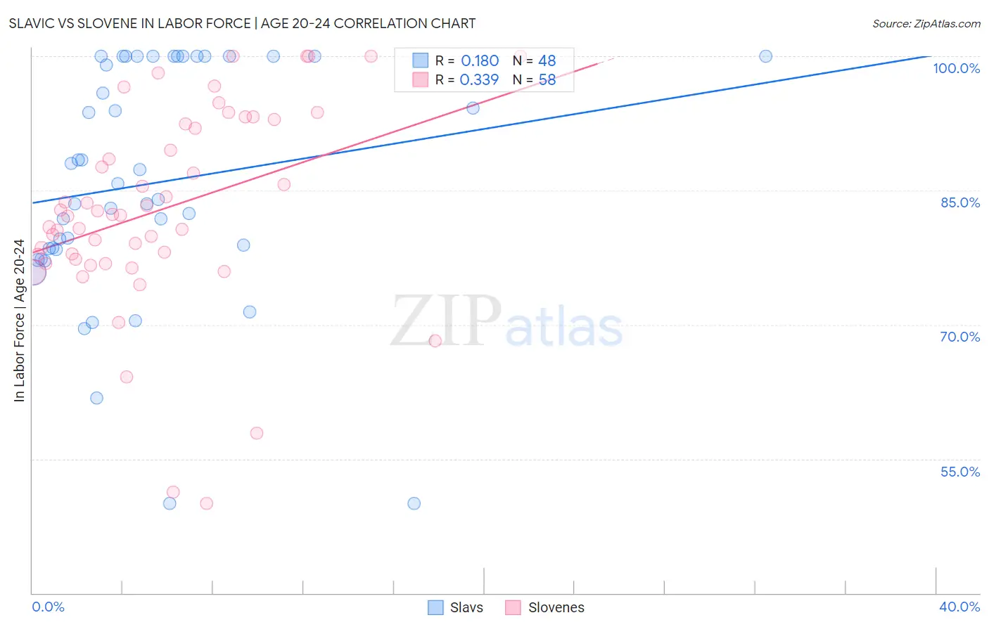 Slavic vs Slovene In Labor Force | Age 20-24