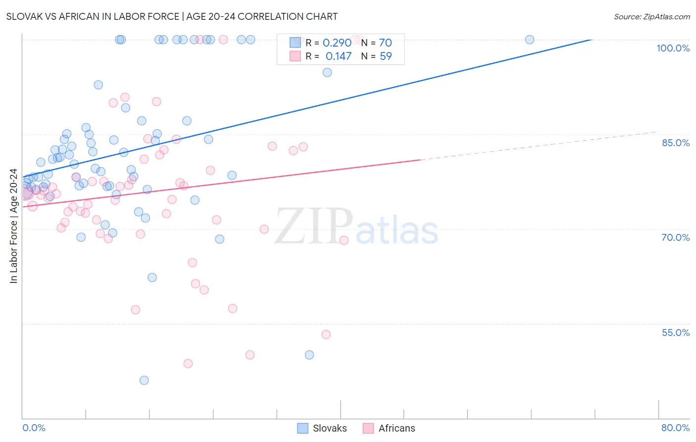 Slovak vs African In Labor Force | Age 20-24
