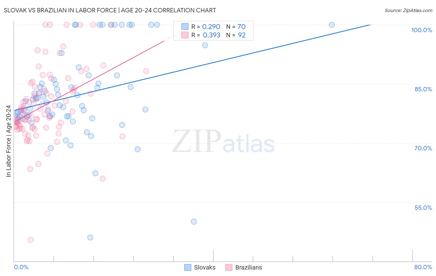 Slovak vs Brazilian In Labor Force | Age 20-24