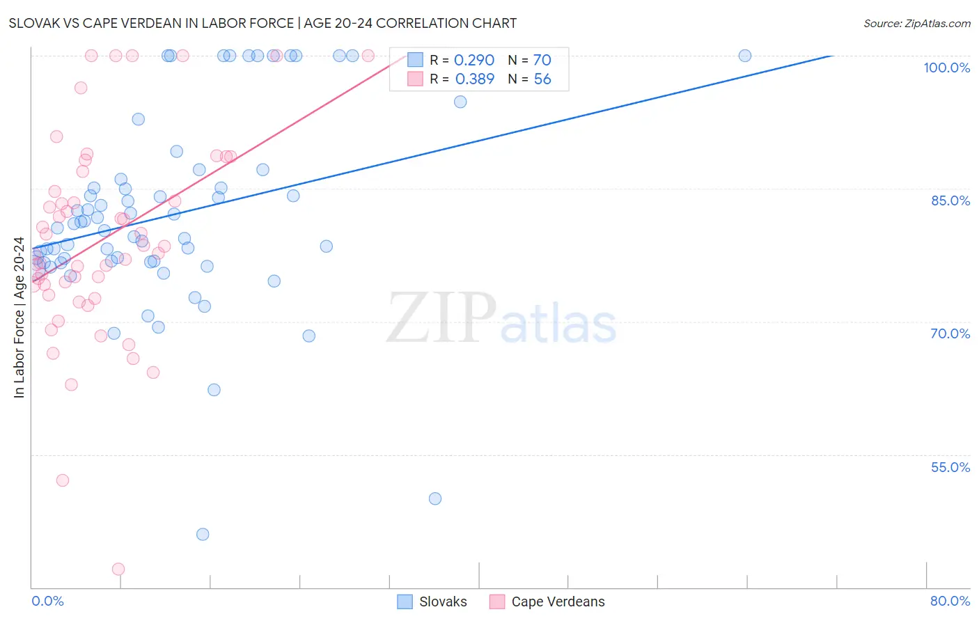 Slovak vs Cape Verdean In Labor Force | Age 20-24