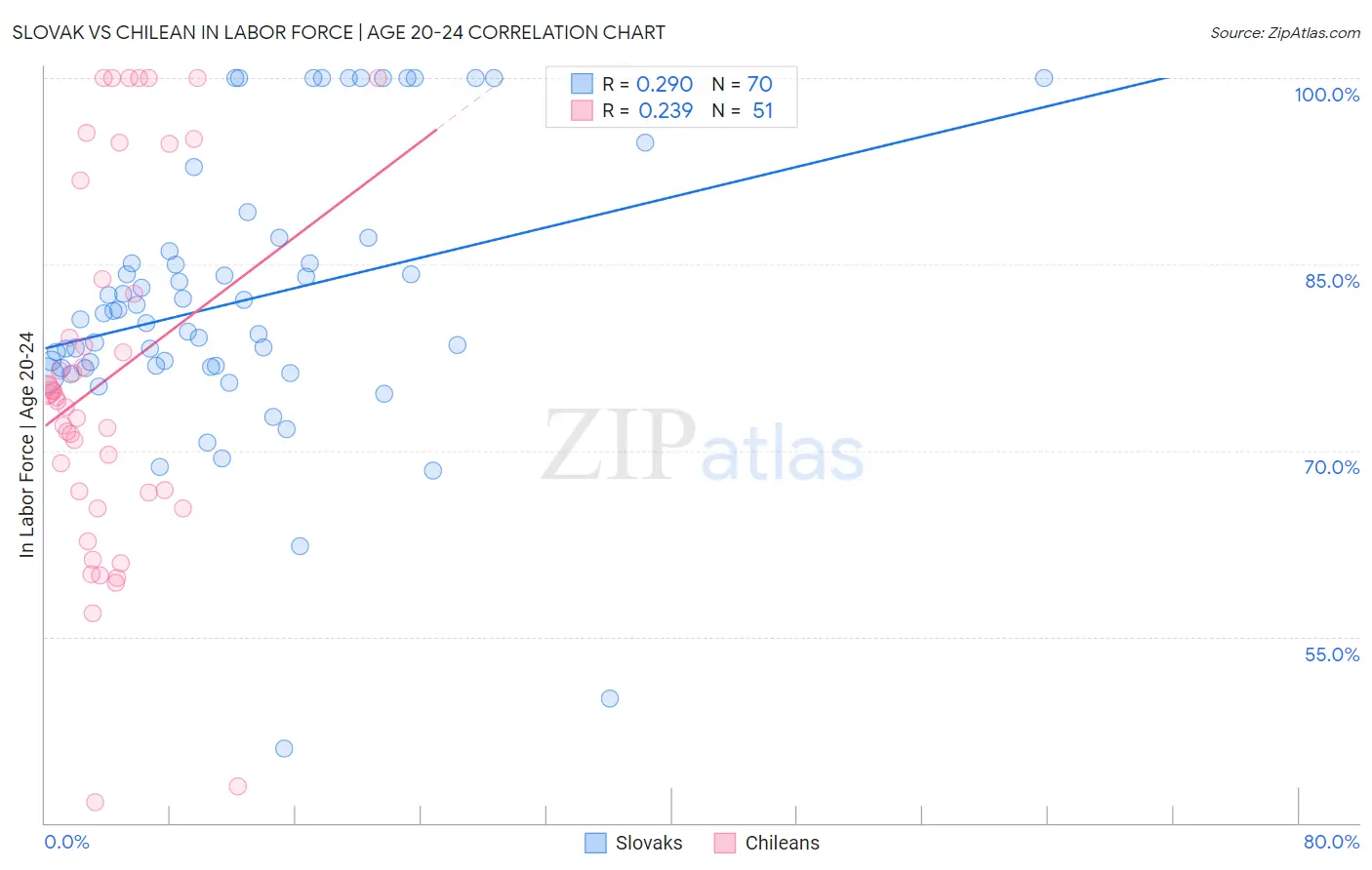 Slovak vs Chilean In Labor Force | Age 20-24
