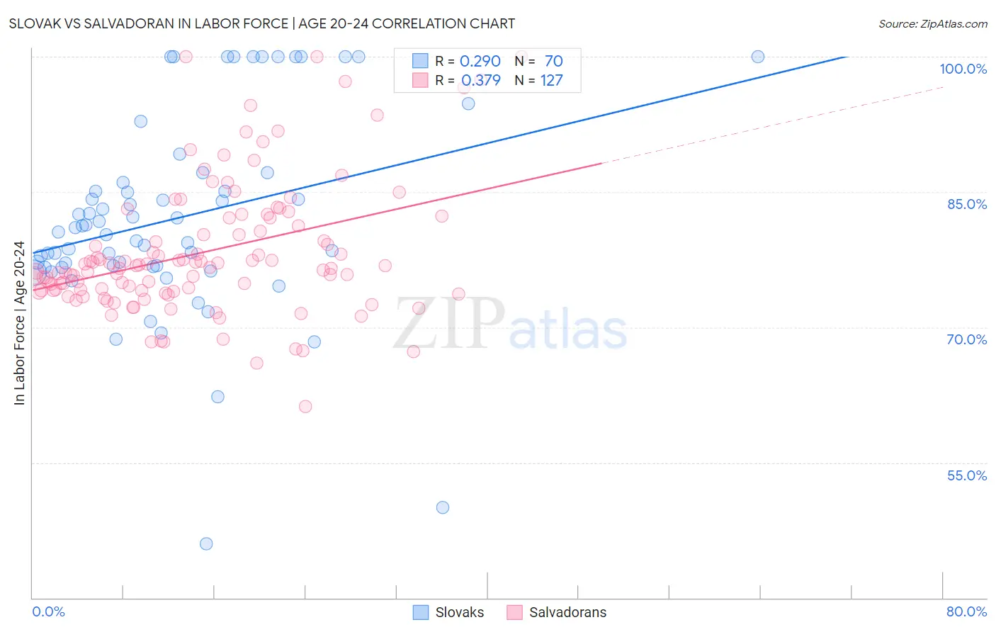 Slovak vs Salvadoran In Labor Force | Age 20-24
