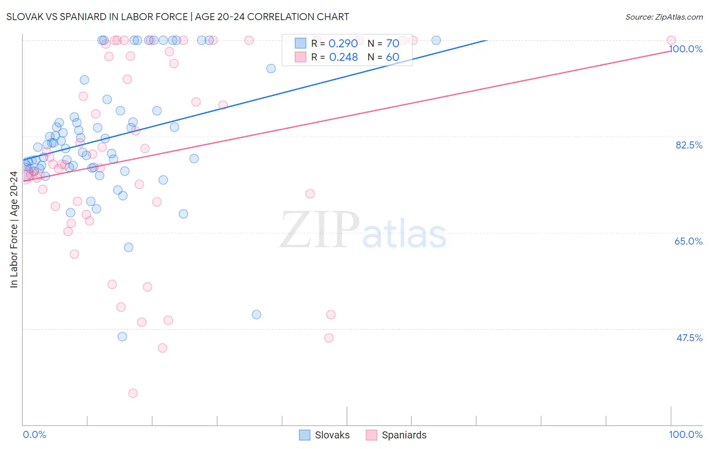 Slovak vs Spaniard In Labor Force | Age 20-24