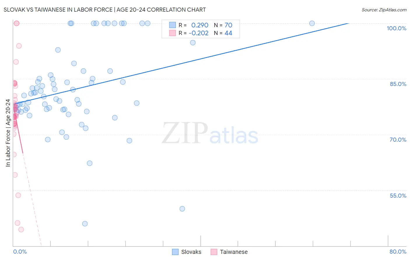 Slovak vs Taiwanese In Labor Force | Age 20-24