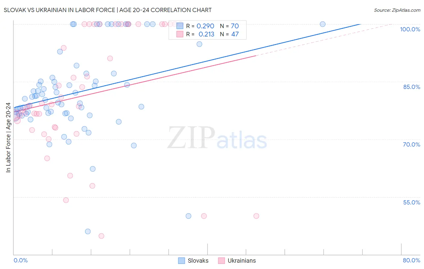 Slovak vs Ukrainian In Labor Force | Age 20-24