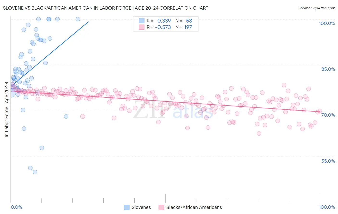 Slovene vs Black/African American In Labor Force | Age 20-24