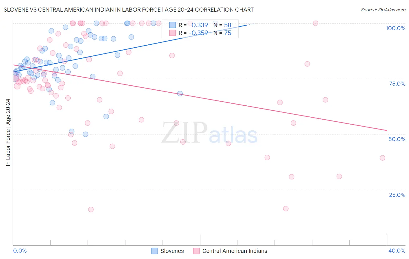 Slovene vs Central American Indian In Labor Force | Age 20-24