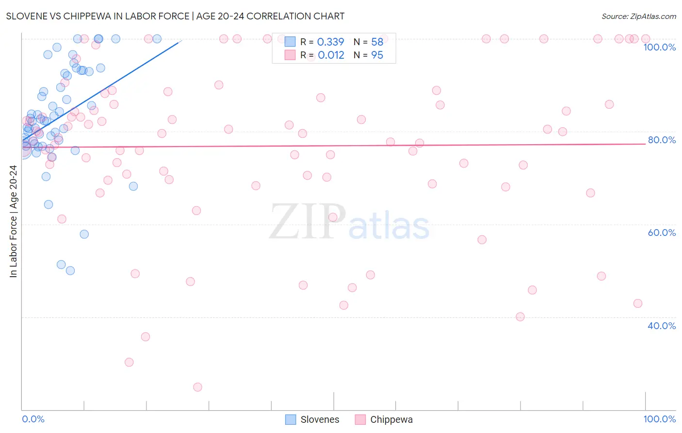 Slovene vs Chippewa In Labor Force | Age 20-24