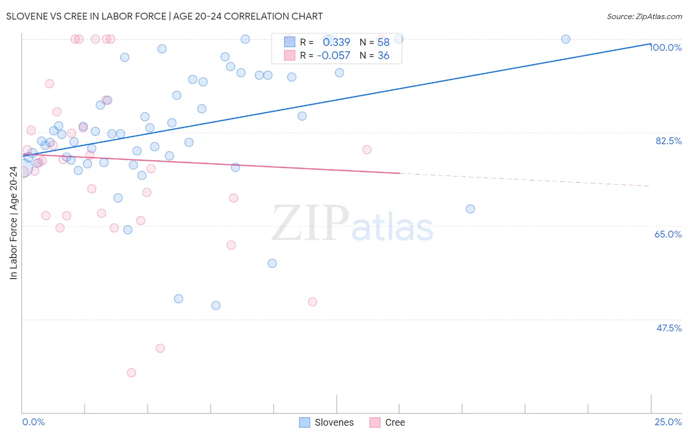 Slovene vs Cree In Labor Force | Age 20-24