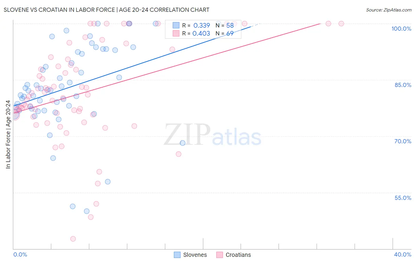 Slovene vs Croatian In Labor Force | Age 20-24