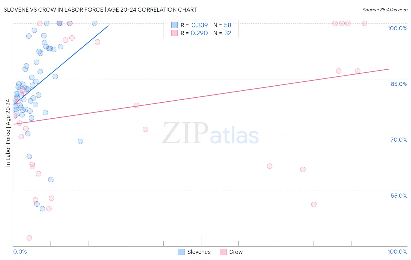 Slovene vs Crow In Labor Force | Age 20-24