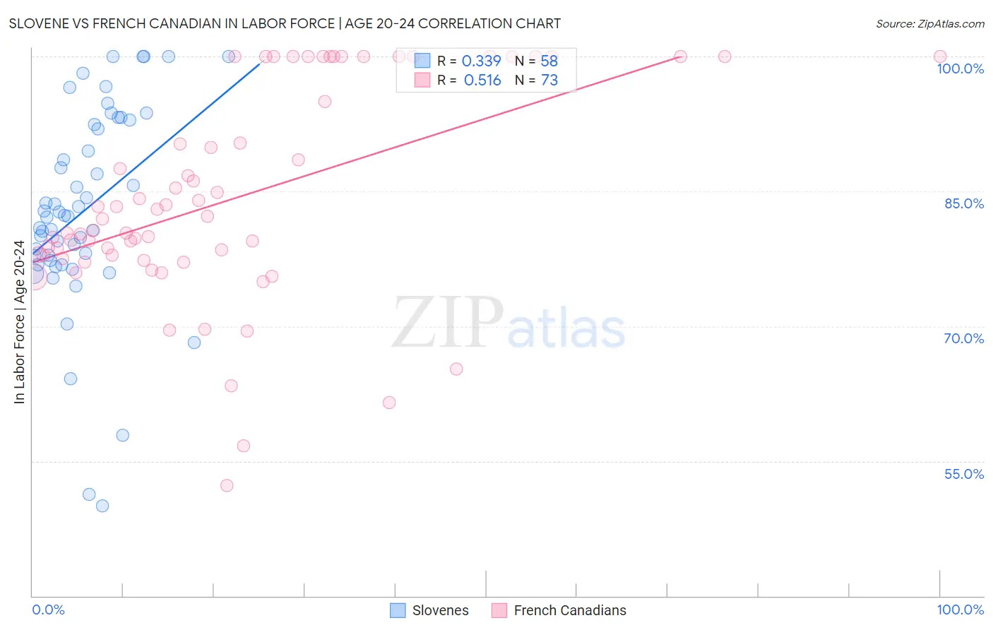 Slovene vs French Canadian In Labor Force | Age 20-24