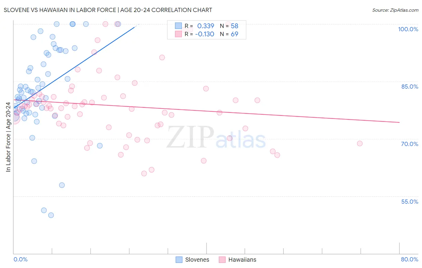 Slovene vs Hawaiian In Labor Force | Age 20-24