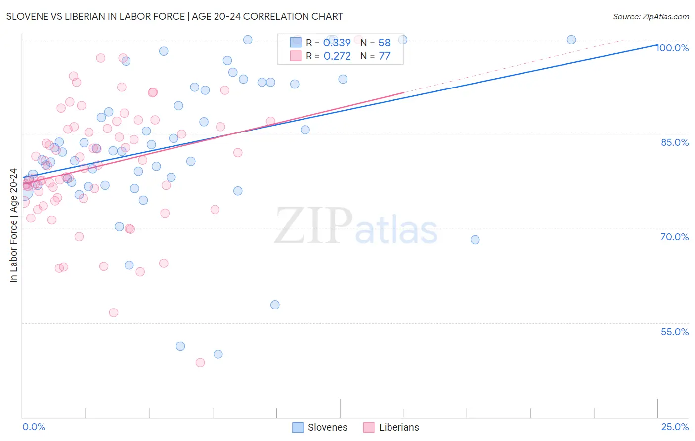 Slovene vs Liberian In Labor Force | Age 20-24