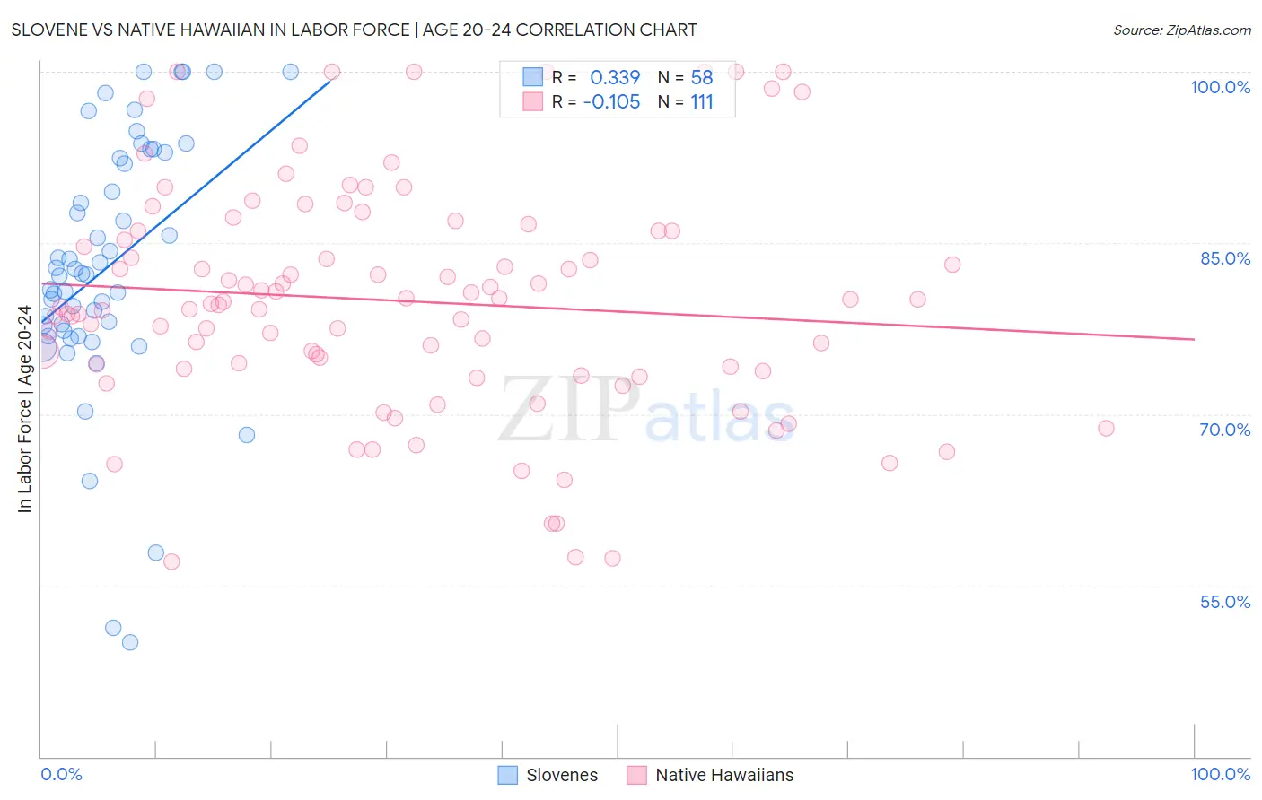 Slovene vs Native Hawaiian In Labor Force | Age 20-24