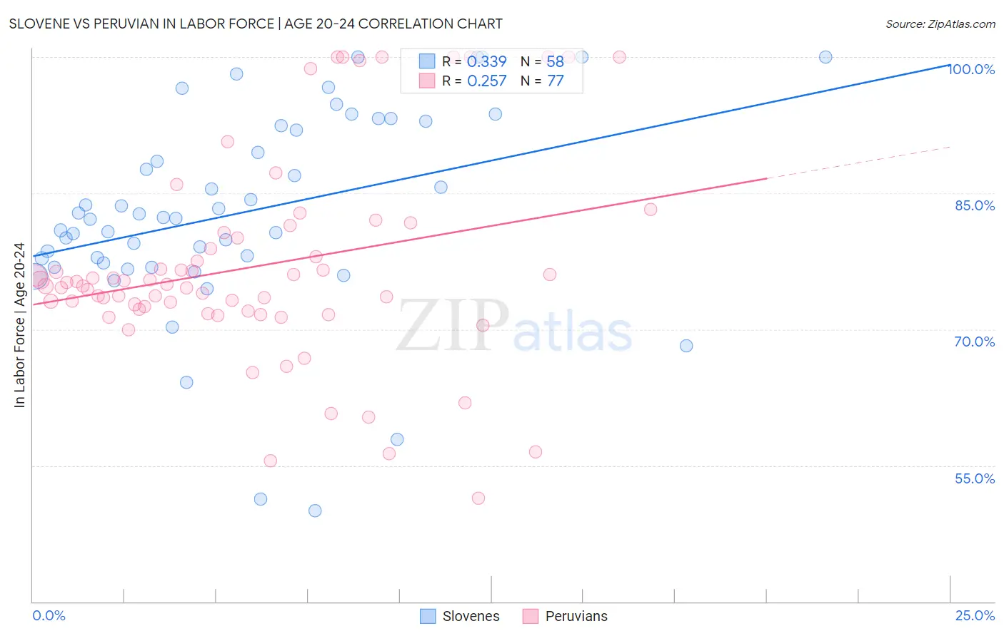 Slovene vs Peruvian In Labor Force | Age 20-24