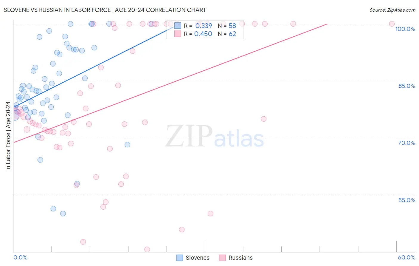 Slovene vs Russian In Labor Force | Age 20-24