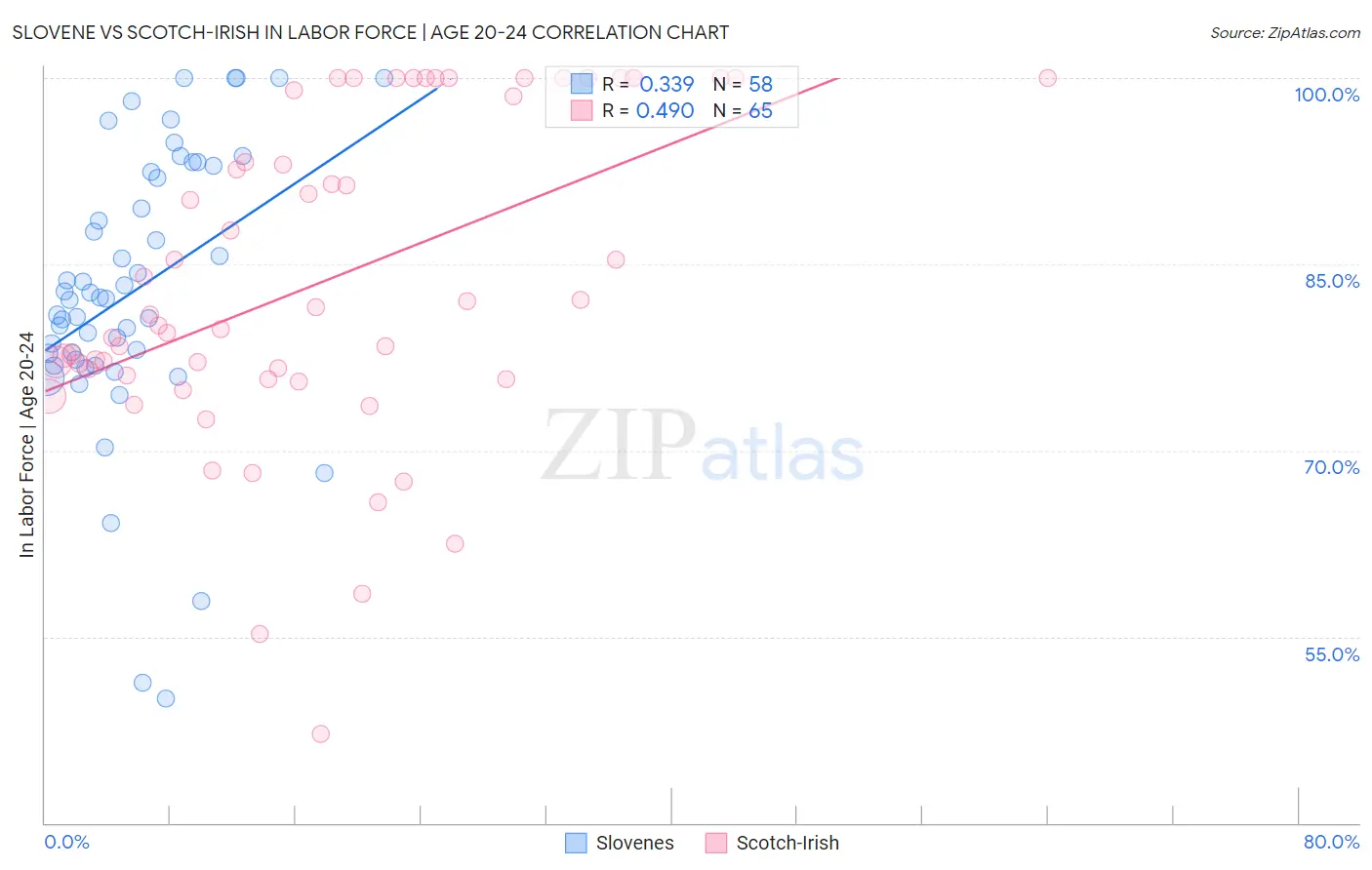 Slovene vs Scotch-Irish In Labor Force | Age 20-24