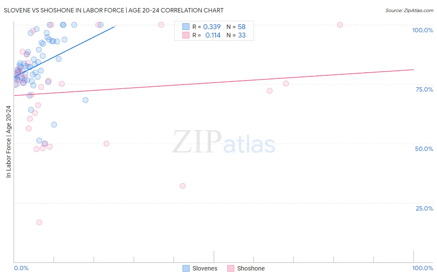 Slovene vs Shoshone In Labor Force | Age 20-24