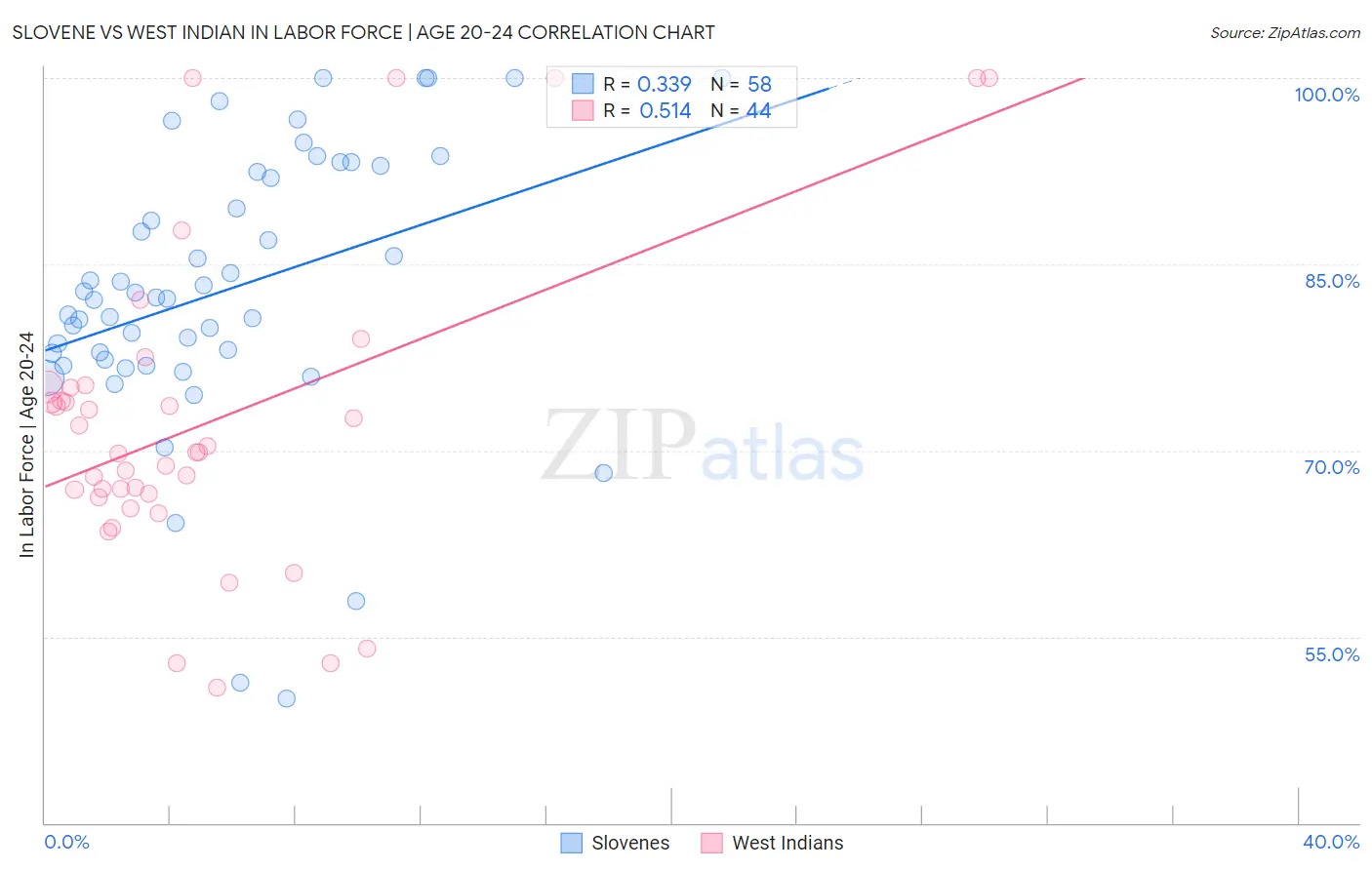 Slovene vs West Indian In Labor Force | Age 20-24