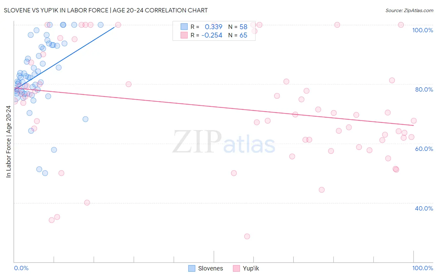 Slovene vs Yup'ik In Labor Force | Age 20-24