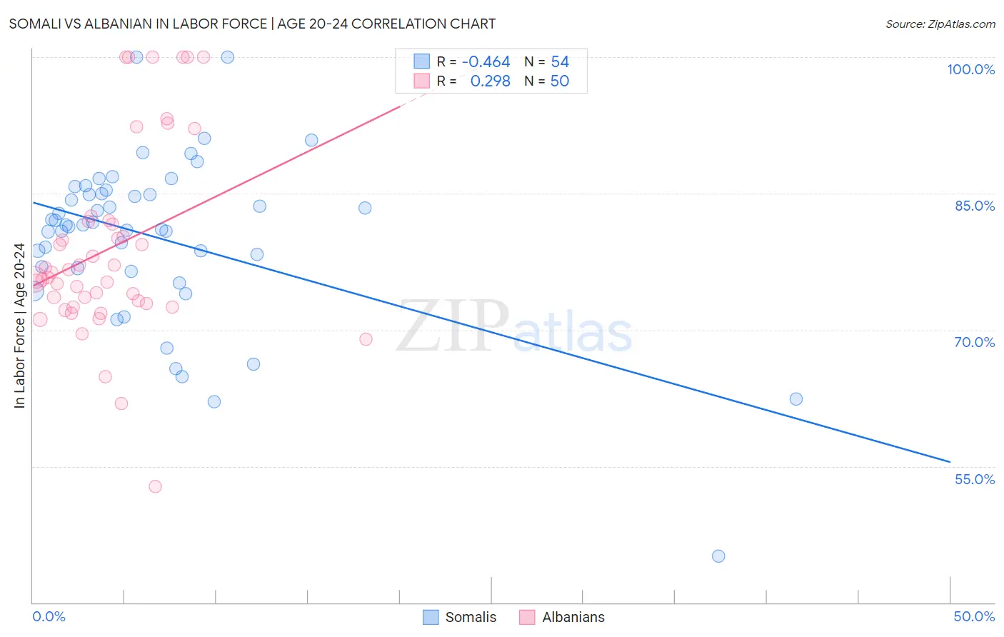 Somali vs Albanian In Labor Force | Age 20-24