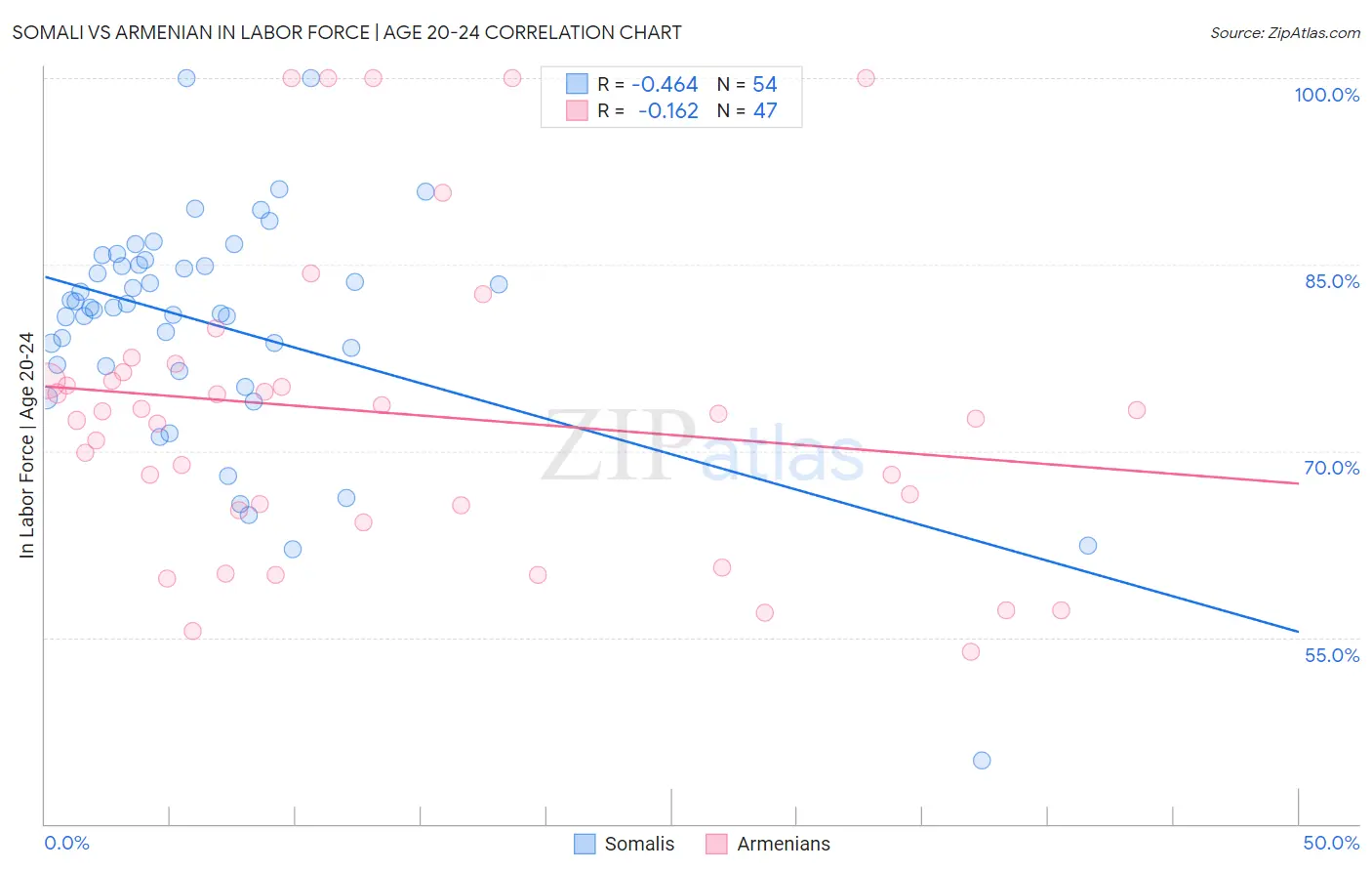 Somali vs Armenian In Labor Force | Age 20-24