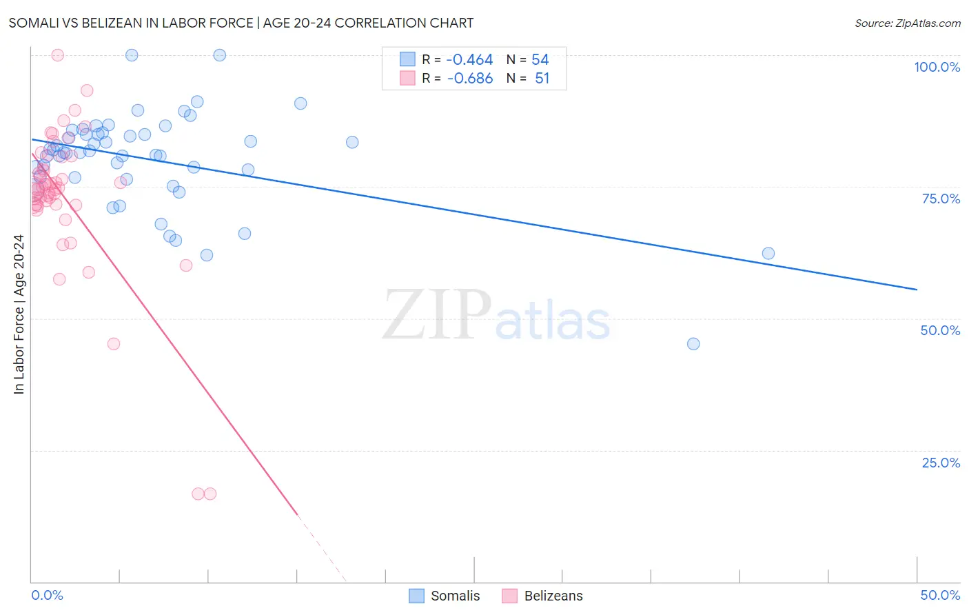 Somali vs Belizean In Labor Force | Age 20-24