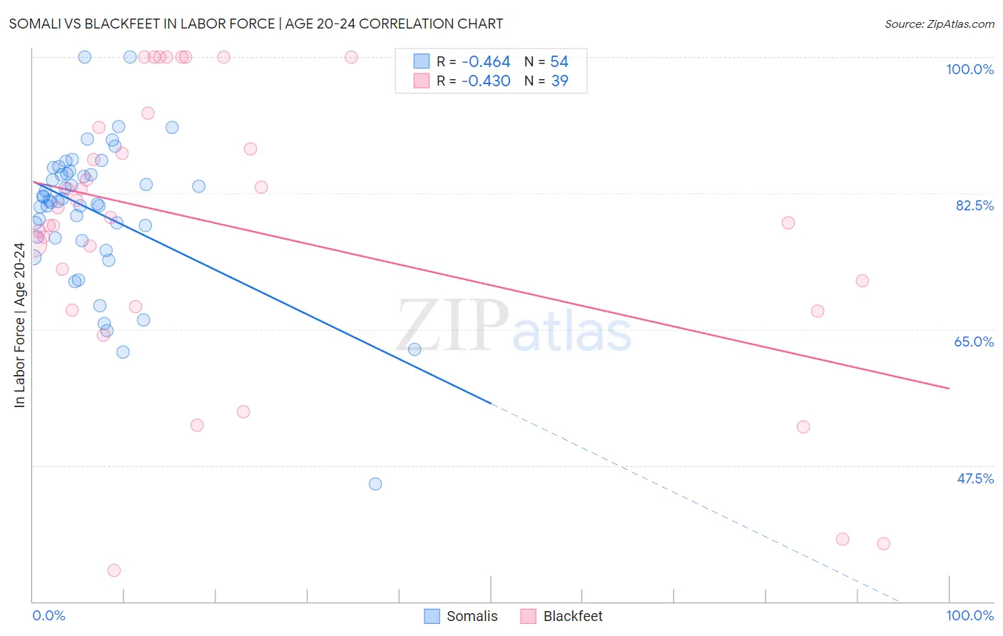 Somali vs Blackfeet In Labor Force | Age 20-24