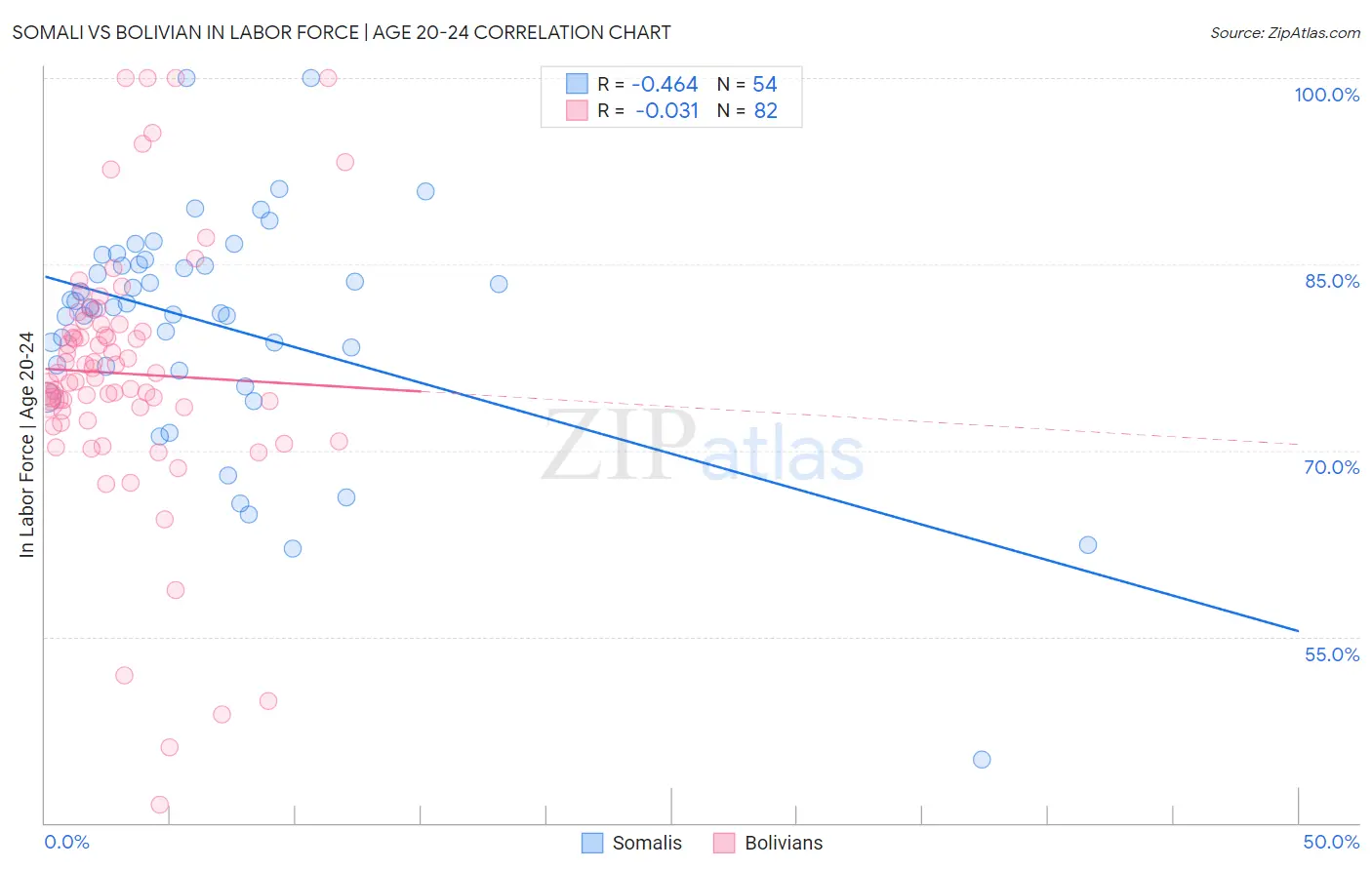 Somali vs Bolivian In Labor Force | Age 20-24