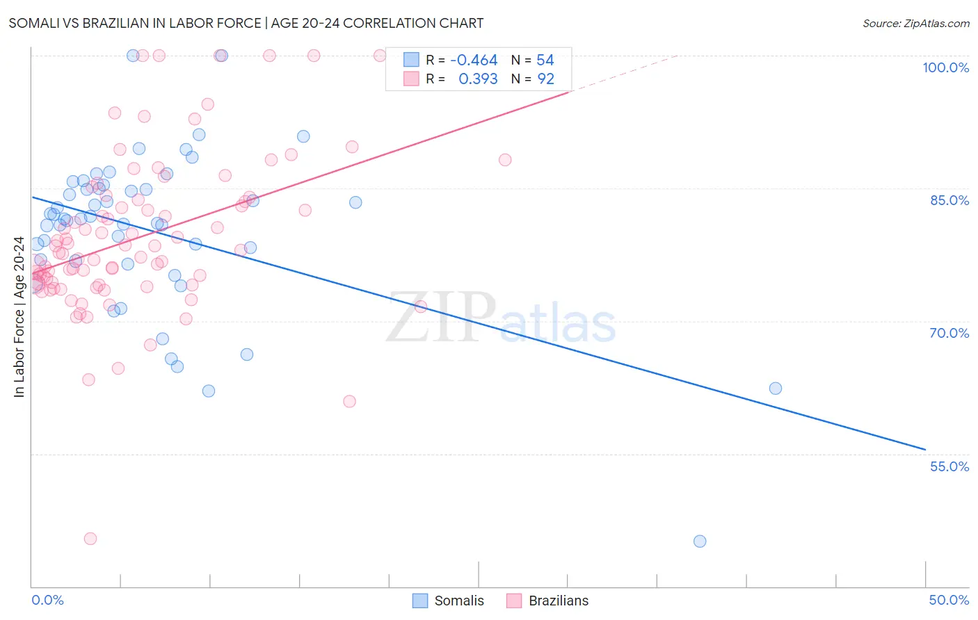 Somali vs Brazilian In Labor Force | Age 20-24