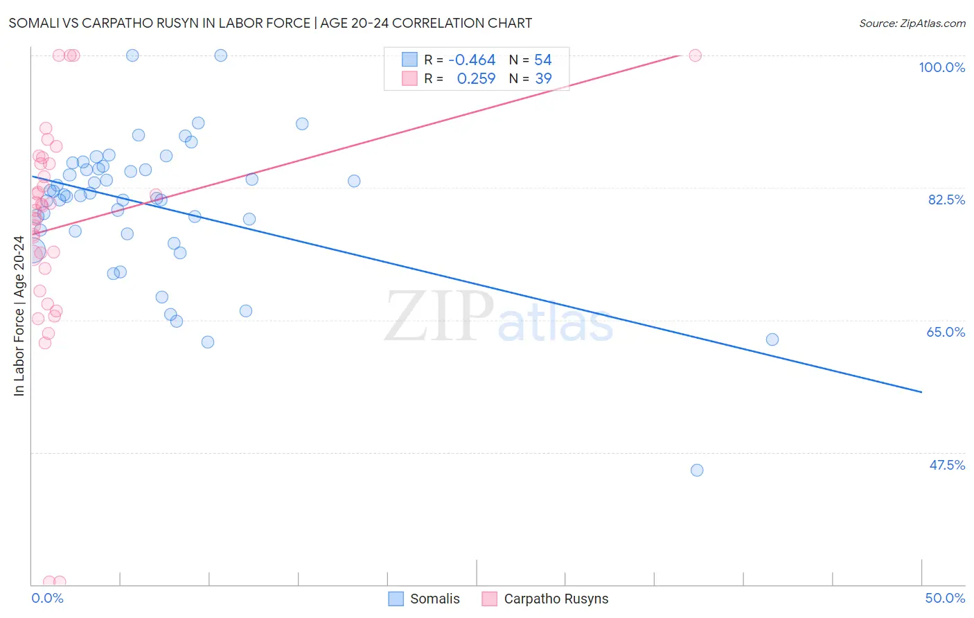 Somali vs Carpatho Rusyn In Labor Force | Age 20-24