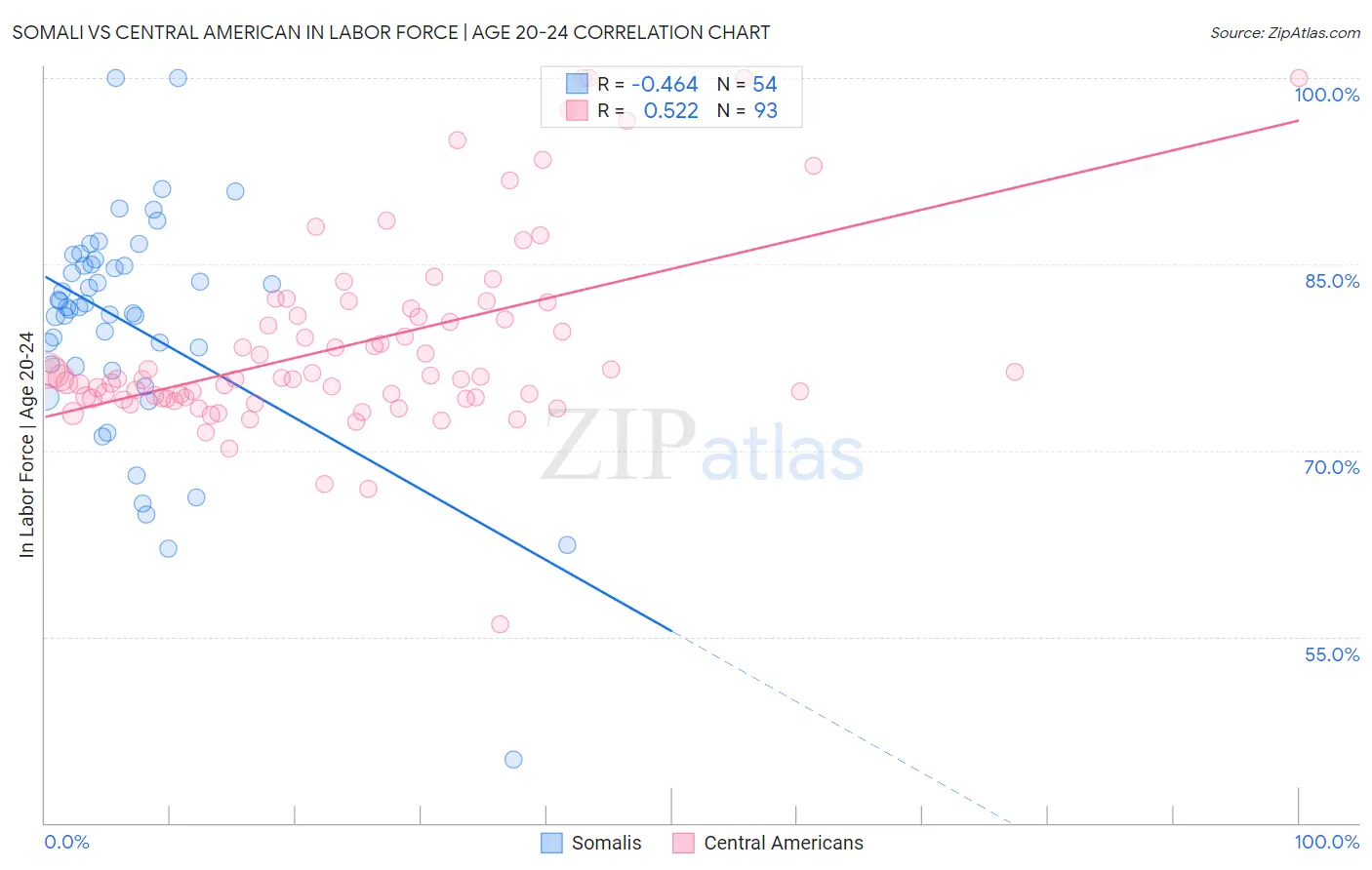 Somali vs Central American In Labor Force | Age 20-24