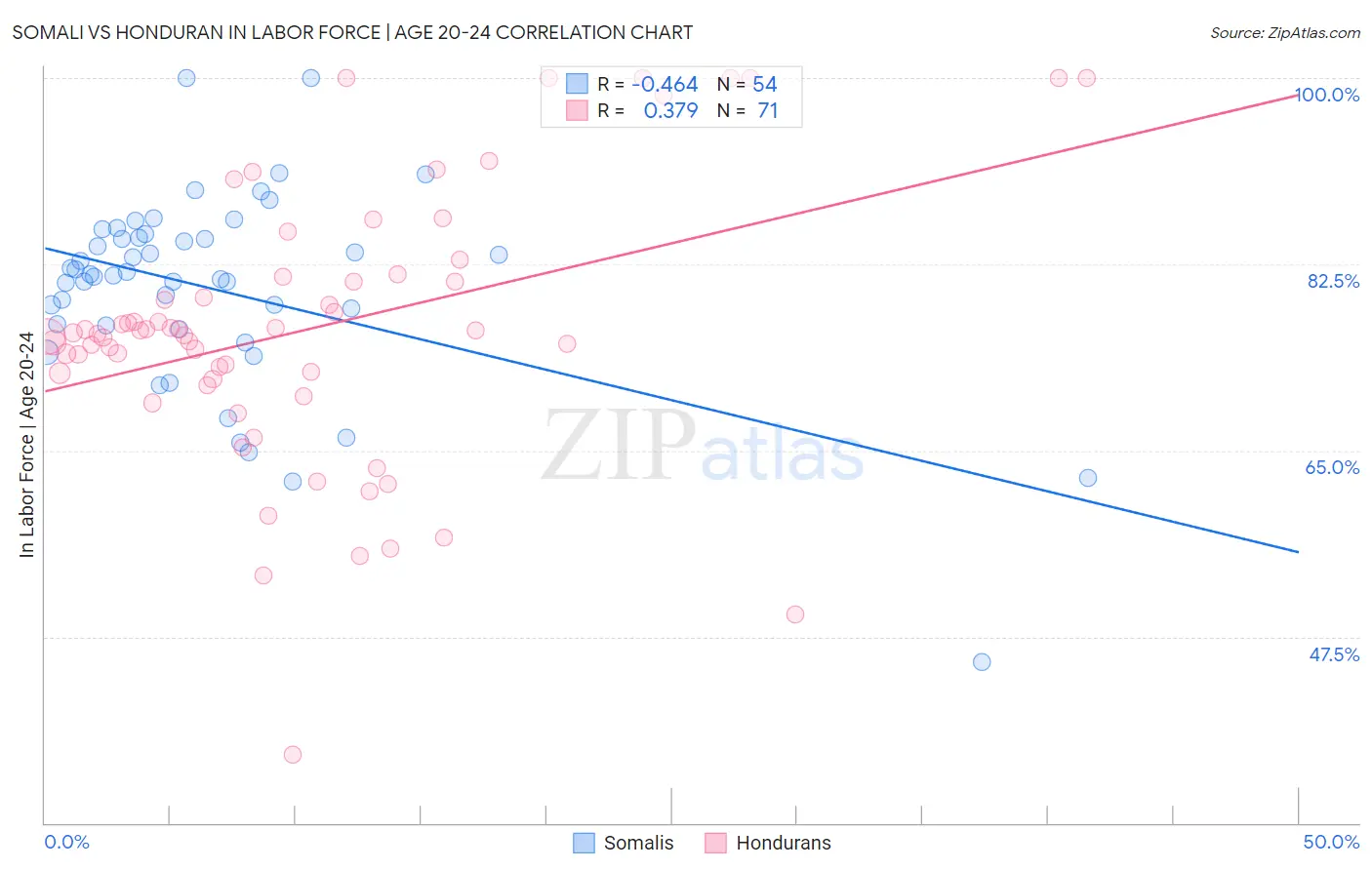 Somali vs Honduran In Labor Force | Age 20-24