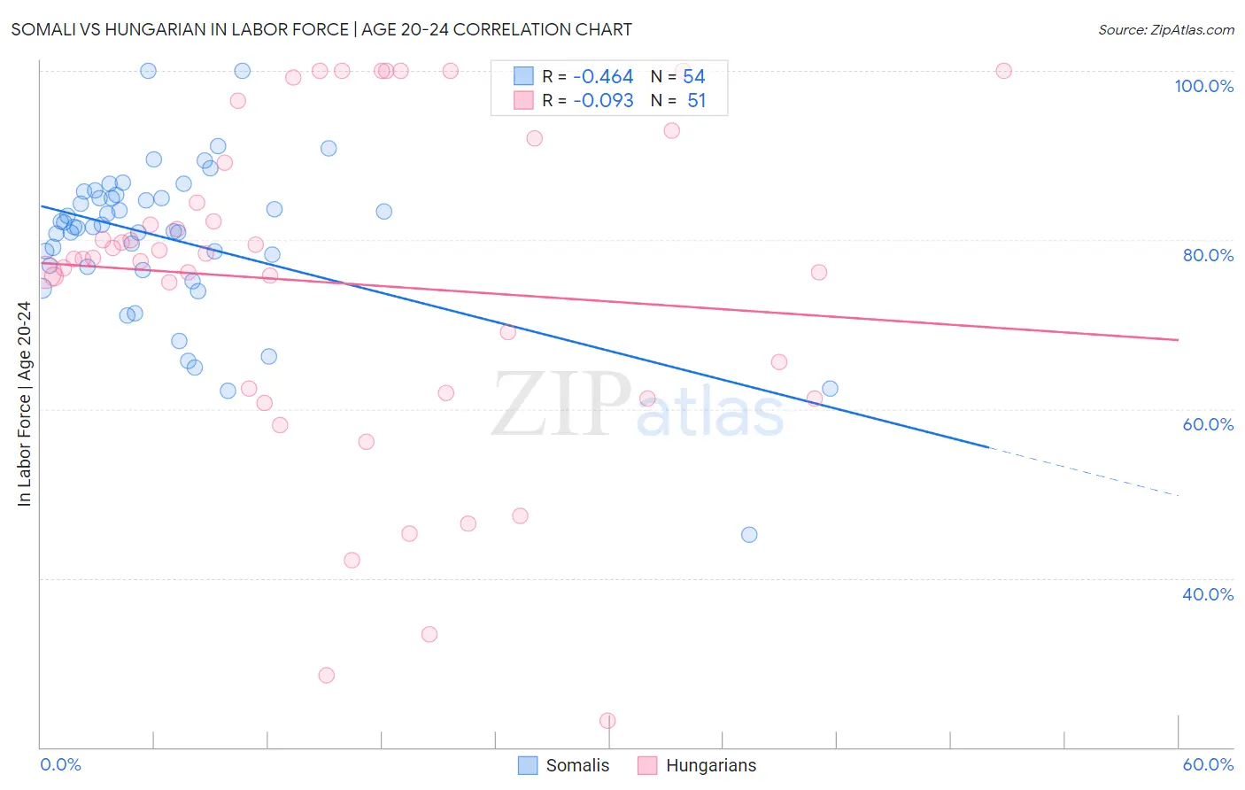 Somali vs Hungarian In Labor Force | Age 20-24