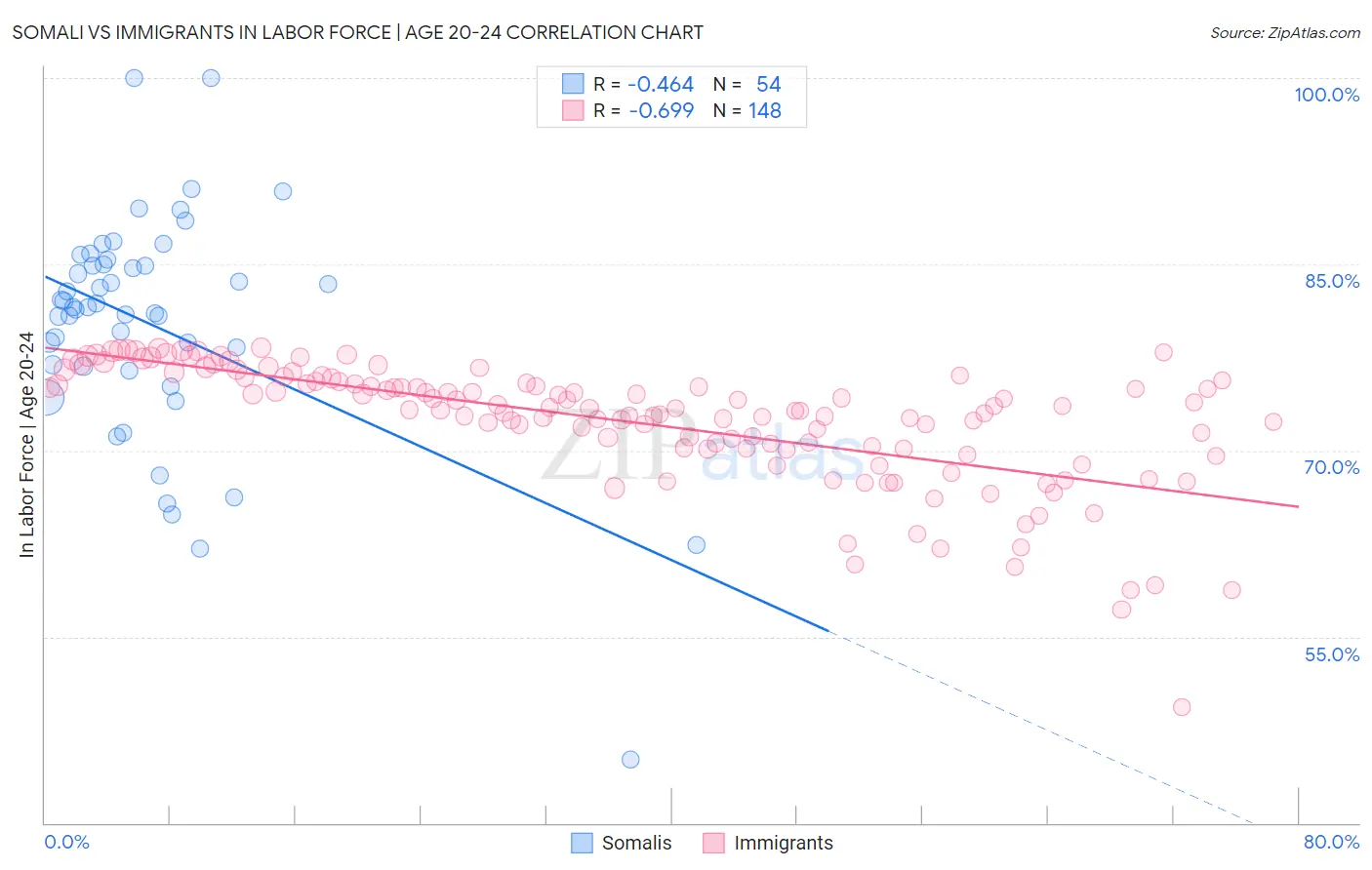 Somali vs Immigrants In Labor Force | Age 20-24