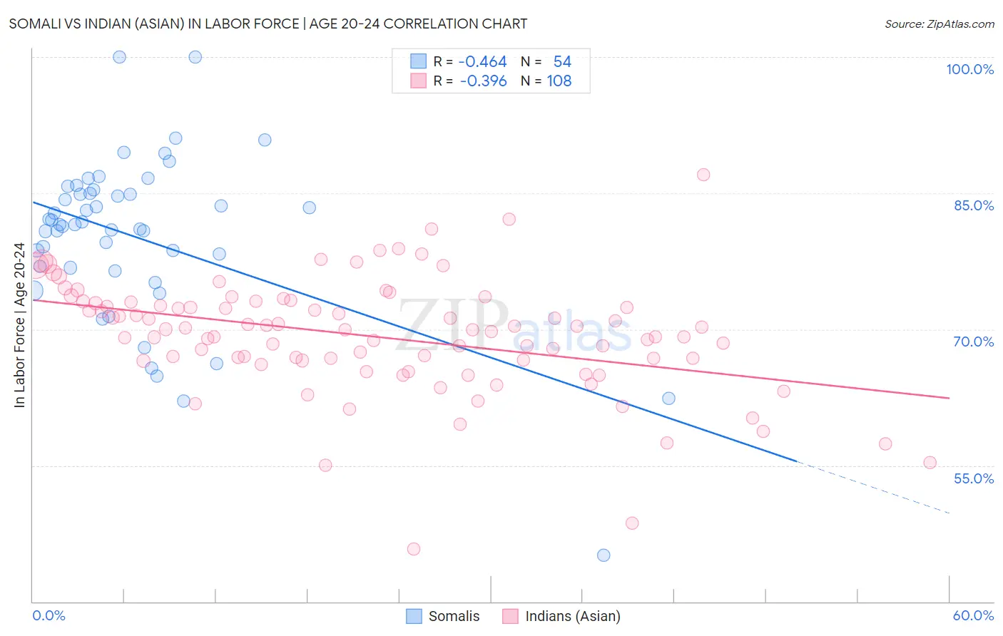 Somali vs Indian (Asian) In Labor Force | Age 20-24