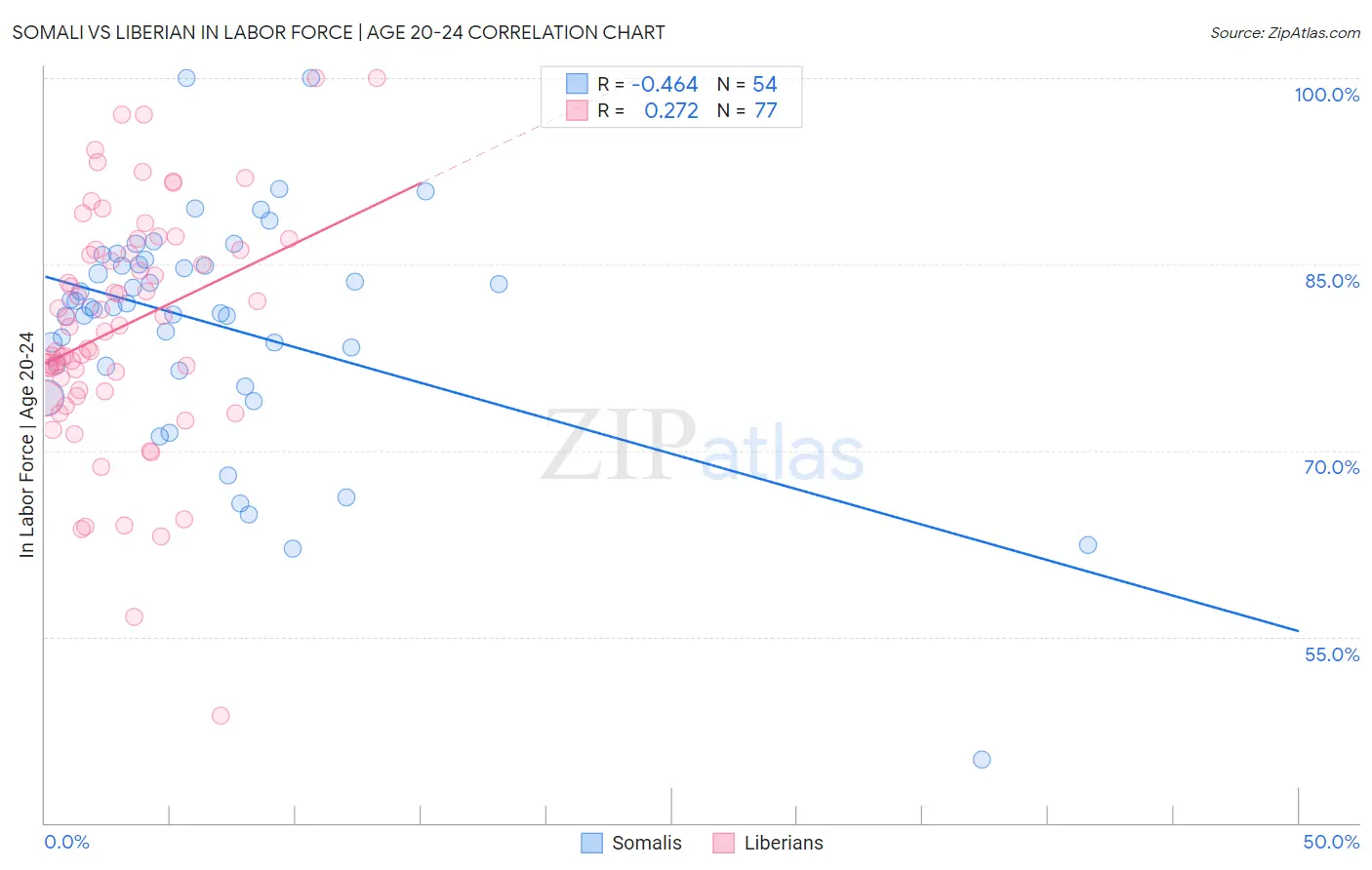 Somali vs Liberian In Labor Force | Age 20-24