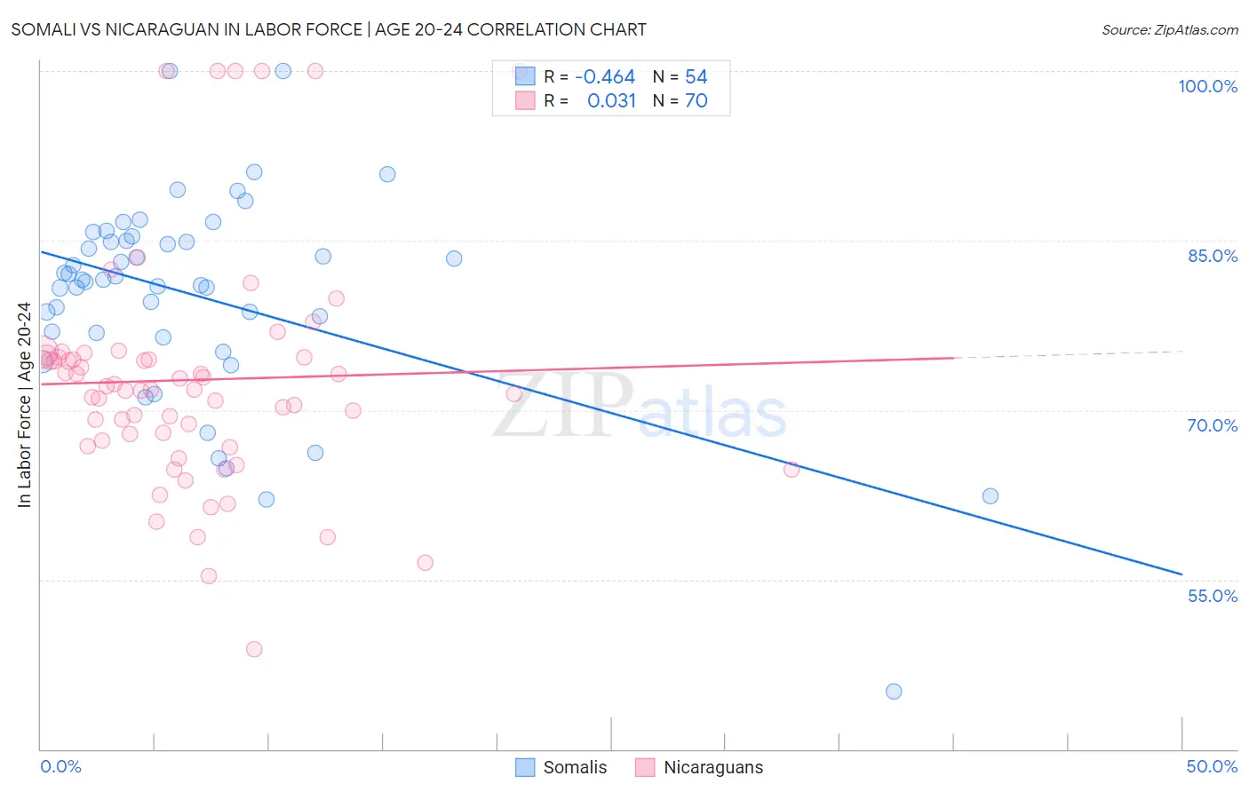 Somali vs Nicaraguan In Labor Force | Age 20-24