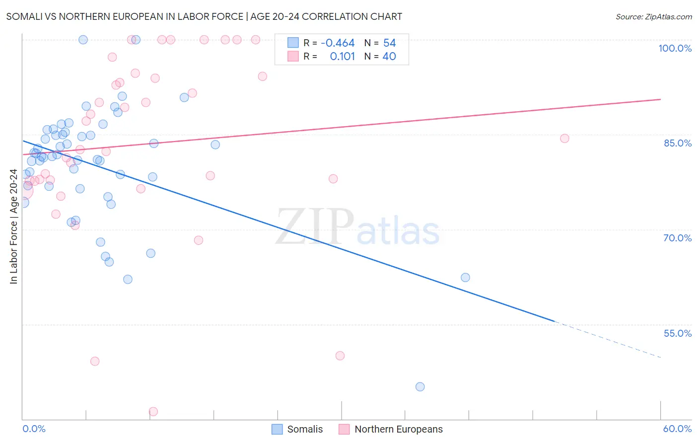 Somali vs Northern European In Labor Force | Age 20-24