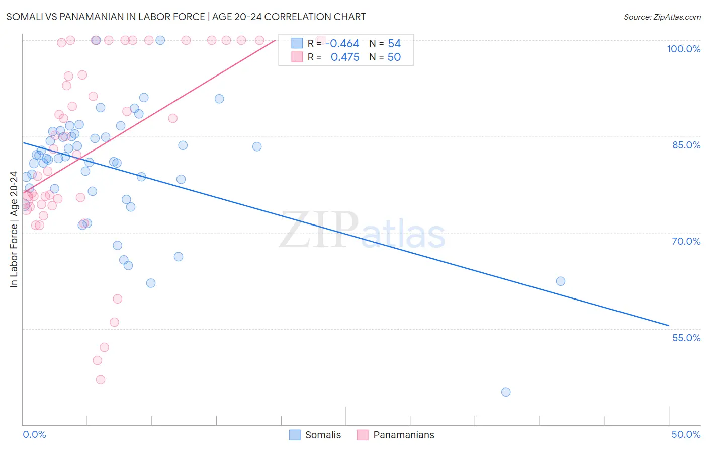 Somali vs Panamanian In Labor Force | Age 20-24