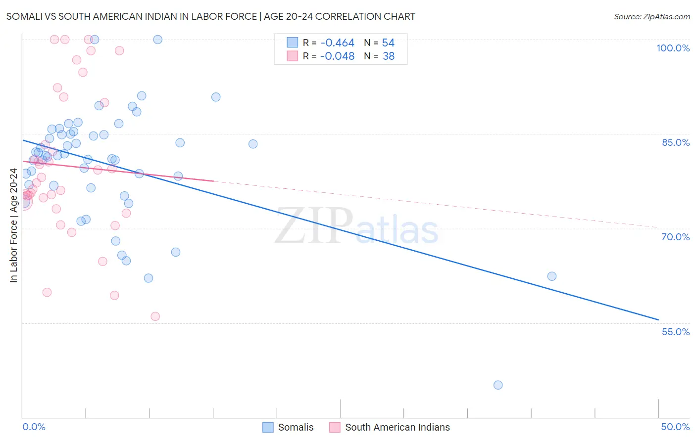 Somali vs South American Indian In Labor Force | Age 20-24
