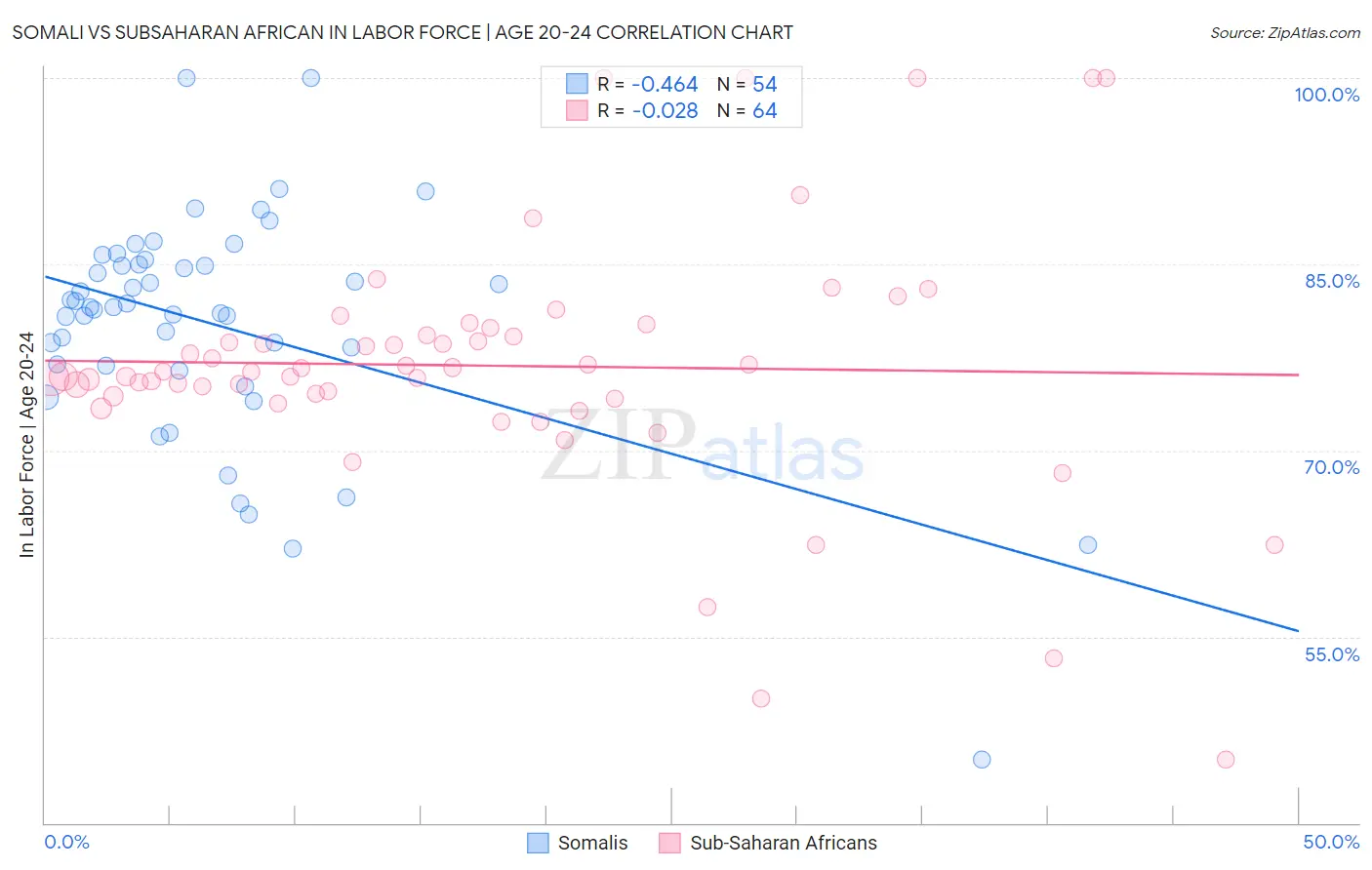 Somali vs Subsaharan African In Labor Force | Age 20-24