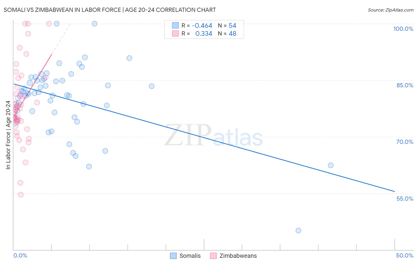 Somali vs Zimbabwean In Labor Force | Age 20-24