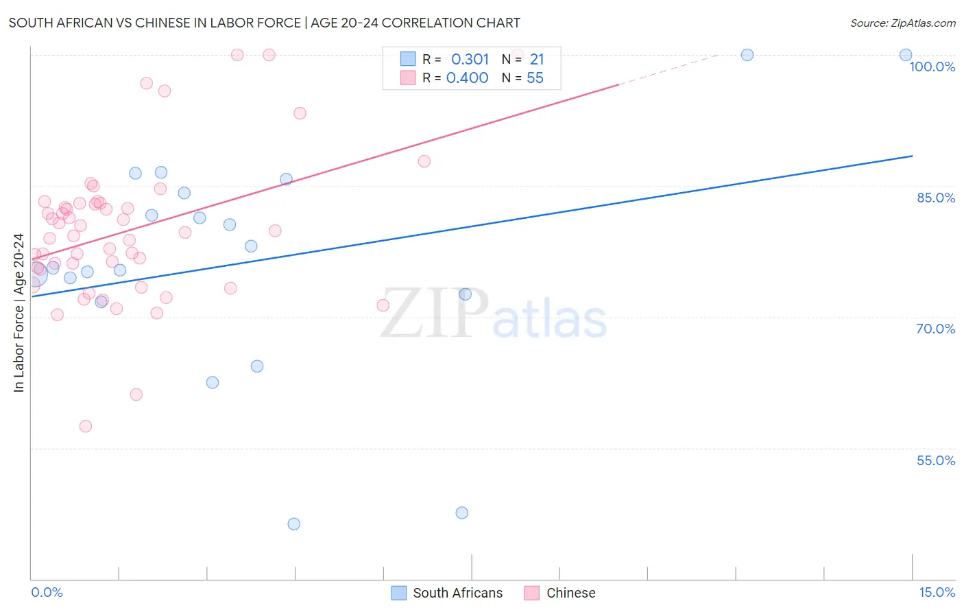 South African vs Chinese In Labor Force | Age 20-24