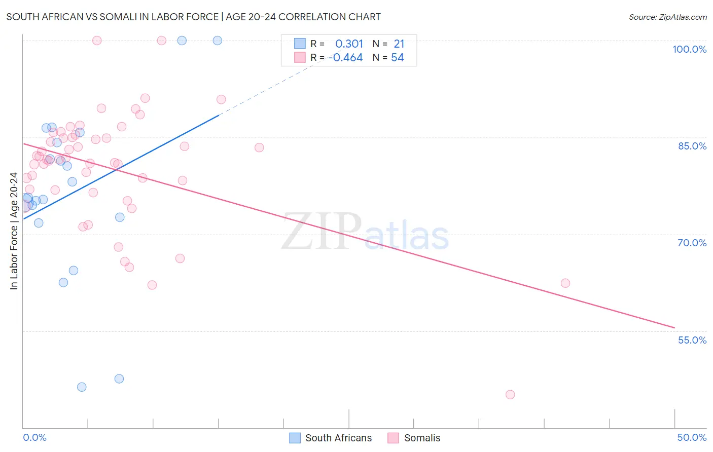 South African vs Somali In Labor Force | Age 20-24